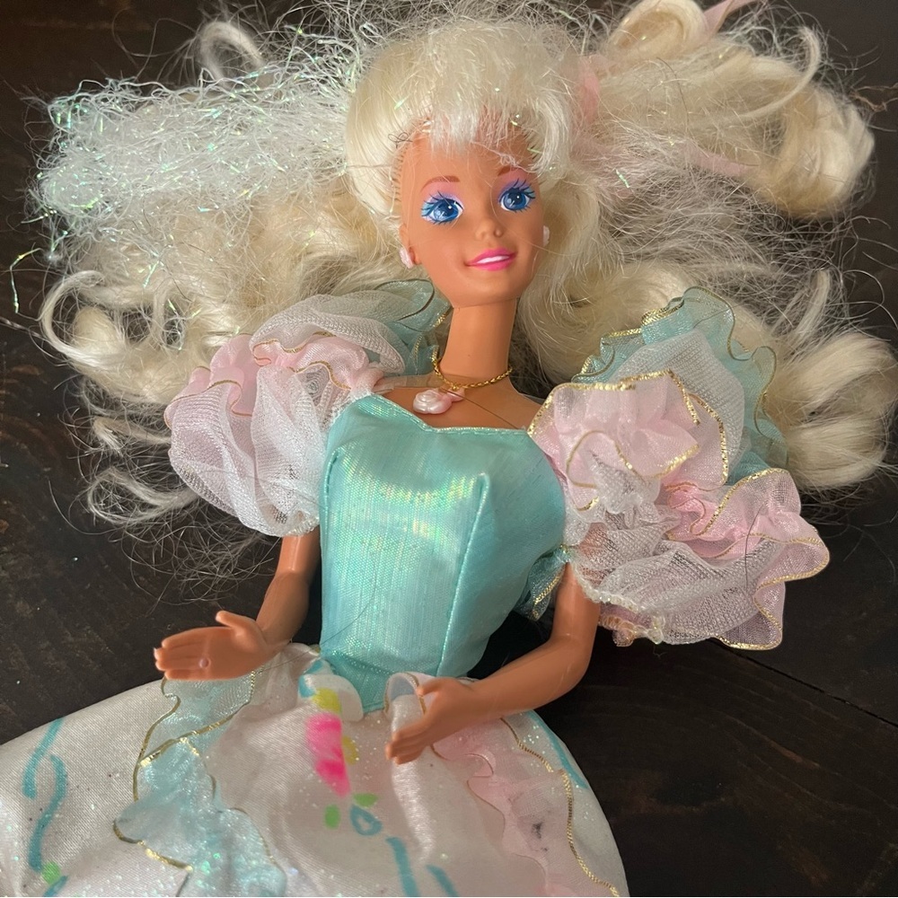 OLD VINTAGE 1966 ORIGINAL BARBIE DOLL TOY BLUE PINK DRESS - Picture 2 of 3